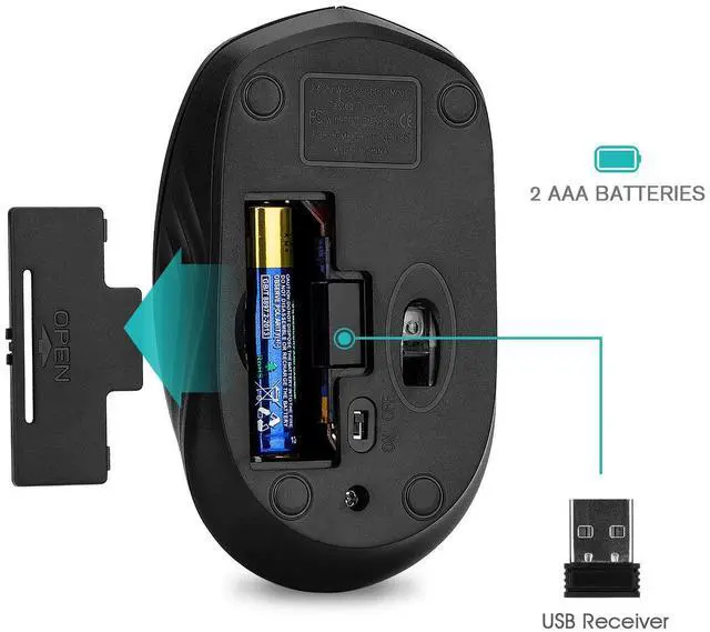 Alt view image 5 of 6 - Rii Wireless Noiseless Mouse,2.4G Portable Computer Mice for PC, Laptop, Windows,Office Included Wireless USB dongle (Silent(Black)-New)