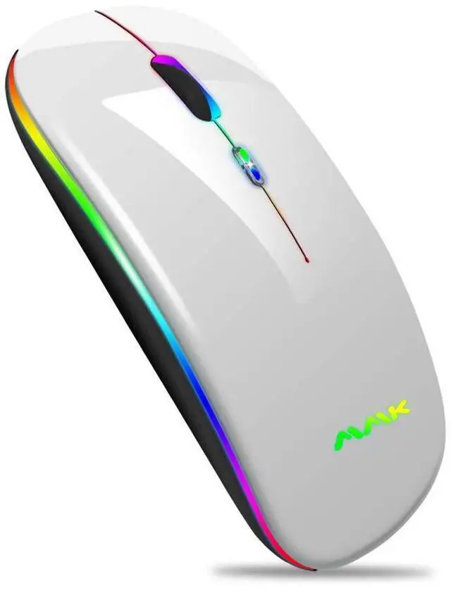 Main image of Wireless Bluetooth Mouse for Laptop, Rechargeable Mouse 2.4G USB Optical Wireless Mouse, LED Slim Dual Mode(Bluetooth 5.0 and 2.4G) Wireless for Laptop, PC, Mac OS, Android, Windows(Silver)