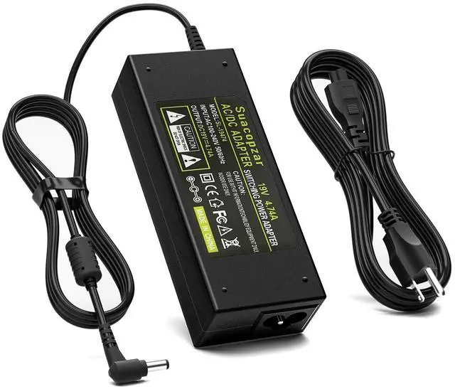 Main image of 90W DC19V 4.74A Laptop Charger for Asus Toshiba Switching AC Adapter Supply | Suitable Laptop PC Computer Charger Power Cord, 3 Pin 90 Watt AC to DC 19V with 10.56ft Long Cable, 5.5x2.5mm Plug