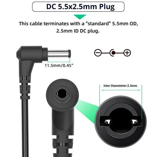 Alt view image 3 of 7 - 90W DC19V 4.74A Laptop Charger for Asus Toshiba Switching AC Adapter Supply | Suitable Laptop PC Computer Charger Power Cord, 3 Pin 90 Watt AC to DC 19V with 10.56ft Long Cable, 5.5x2.5mm Plug