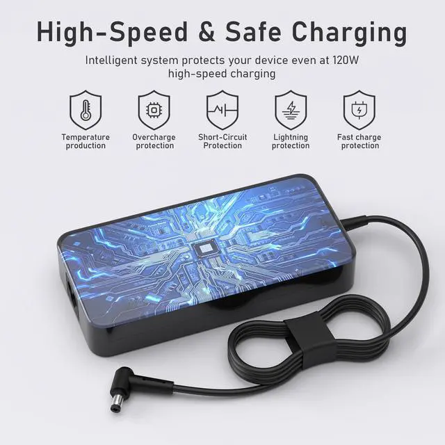 Alt view image 3 of 6 - Bzylon 120W 19V 6.32A Laptop Charger Compatible with Asus Tuf FX504 FX503 FX502 FX553 FX753 UX510UW N56J N56VM N56VZ N750 N53S N55 NUC 12 13 14 Pro Kit - 5.5 * 2.5mm AC Power Supply Adapter