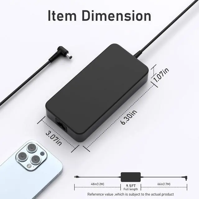 Alt view image 5 of 6 - Bzylon 120W 19V 6.32A Laptop Charger Compatible with Asus Tuf FX504 FX503 FX502 FX553 FX753 UX510UW N56J N56VM N56VZ N750 N53S N55 NUC 12 13 14 Pro Kit - 5.5 * 2.5mm AC Power Supply Adapter