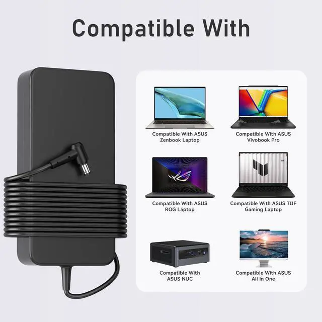Alt view image 6 of 6 - Bzylon 120W 19V 6.32A Laptop Charger Compatible with Asus Tuf FX504 FX503 FX502 FX553 FX753 UX510UW N56J N56VM N56VZ N750 N53S N55 NUC 12 13 14 Pro Kit - 5.5 * 2.5mm AC Power Supply Adapter