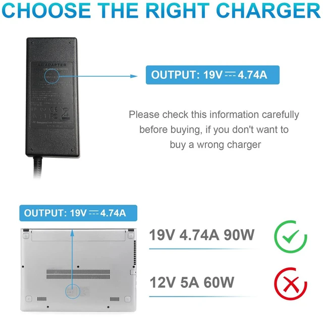 Alt view image 7 of 7 - AC Doctor INC 19V 4.74A 90W Universal AC Power Adapter Laptop Charger Replacement for Lenovo HP Toshiba ASUS IBM New 5.5x2.5mm