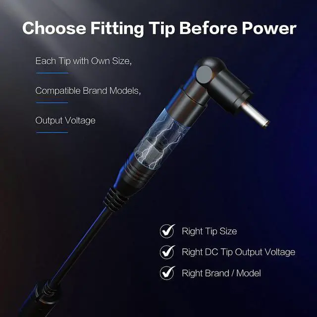 Alt view image 3 of 7 - 65W 45W Universal Laptop Charger AC Power Adapter 18.5V 19V 19.5V 20V Replacement for HP Dell Lenovo Acer ASUS Toshiba Samsung Sony Fujitsu Notebook Ultrabook Supply Cord