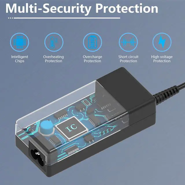 Alt view image 4 of 7 - 19V 3.42A DC Universal Laptop Charger Compatible with HP Lenovo Dell ASUS Gateway Acer Monitor 65W Power Supply Cord for Chromebook LG Monitor Samsung TV Spire Spin Toshiba Satellite Harmon Kardon