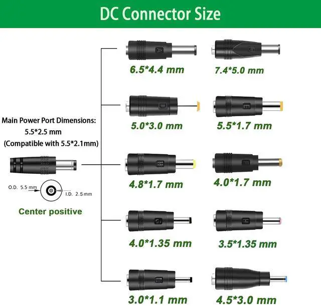 Alt view image 3 of 7 - 19V 3.42A DC Power Supply Adapter 19 Volt Laptop Charger AC 100-240V 50-60hz, Compatible for 19Vdc Gateway Toshiba Acer Lenovo Asus Samsung Laptop JBL Speaker LG LCD Monitor.