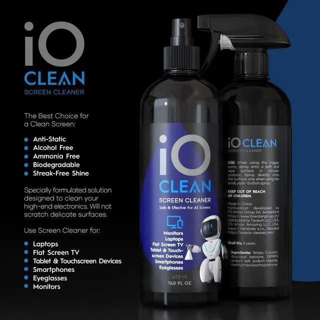 Alt view image 2 of 7 - Screen Cleaner Spray (16oz - 473ml) Best Large Cleaning Kit for LCD LED OLED TV, Smartphone, iPad, Laptop, Touchscreen, Computer Monitor, Electronic Devices, Microfiber Cloth Wipes and 2 Nozzles