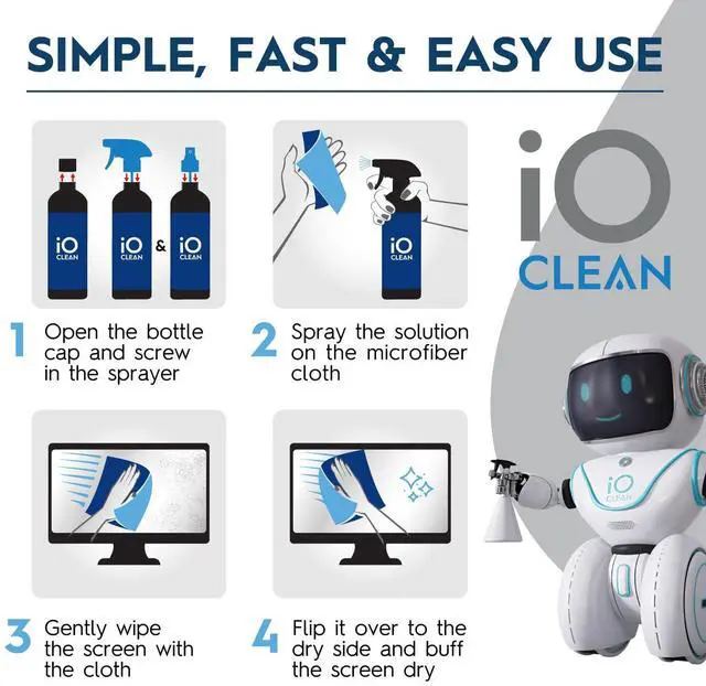 Alt view image 4 of 7 - Screen Cleaner Spray (16oz - 473ml) Best Large Cleaning Kit for LCD LED OLED TV, Smartphone, iPad, Laptop, Touchscreen, Computer Monitor, Electronic Devices, Microfiber Cloth Wipes and 2 Nozzles