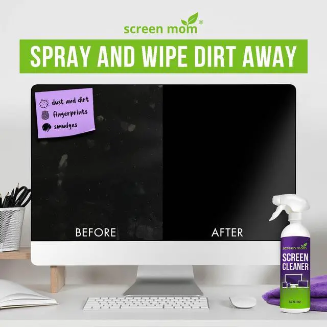 Alt view image 4 of 5 - Screen Cleaner Spray and Microfiber Cloth 16oz Screen Cleaner Spray and Wipe for TV, Laptop, Computer, Phone, iPad, Car Screen Cleaning Kit Electronic Cleaner Spray