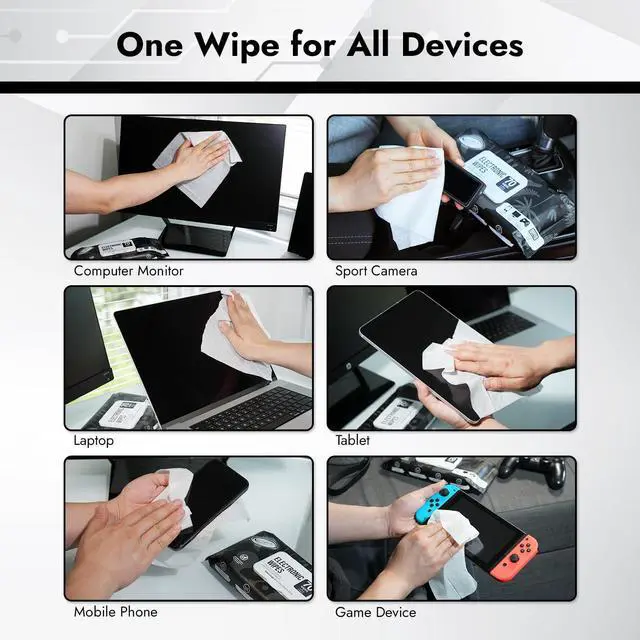 Alt view image 5 of 6 - Electronic Wipes Screen Cleaning 70 Count, No Cloth Needed, Extra Large 8"x10" Tech Cleaner Wipes for LED Screen, TVs, Cars, Computer,Tablets, Phones, Laptops, VR, Monitors