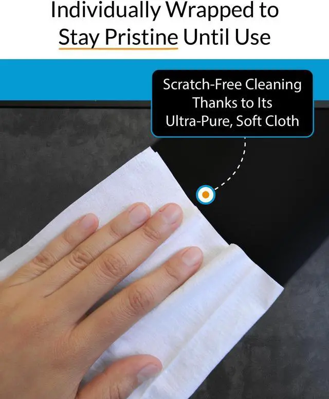 Alt view image 4 of 7 - XL Screen Cleaning Wipes, Lint-Free and Streak-Free, Fast-Drying, Removes Dust, Fingerprints, and Smudges (10 XL Wipes)