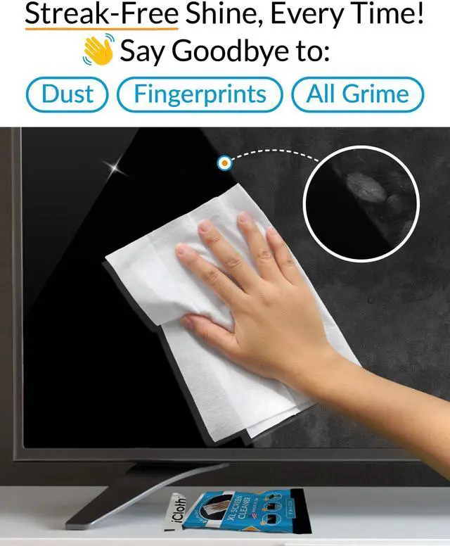 Alt view image 6 of 7 - XL Screen Cleaning Wipes, Lint-Free and Streak-Free, Fast-Drying, Removes Dust, Fingerprints, and Smudges (10 XL Wipes)