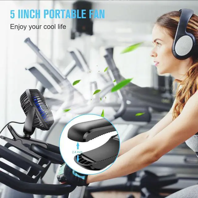 Alt view image 6 of 7 - USB Clip on Fan, Portable Small Fan with Cord Powered, 3 Speeds Strong Airflow, with Sturdy Clamp, Quiet Personal Desk Fan