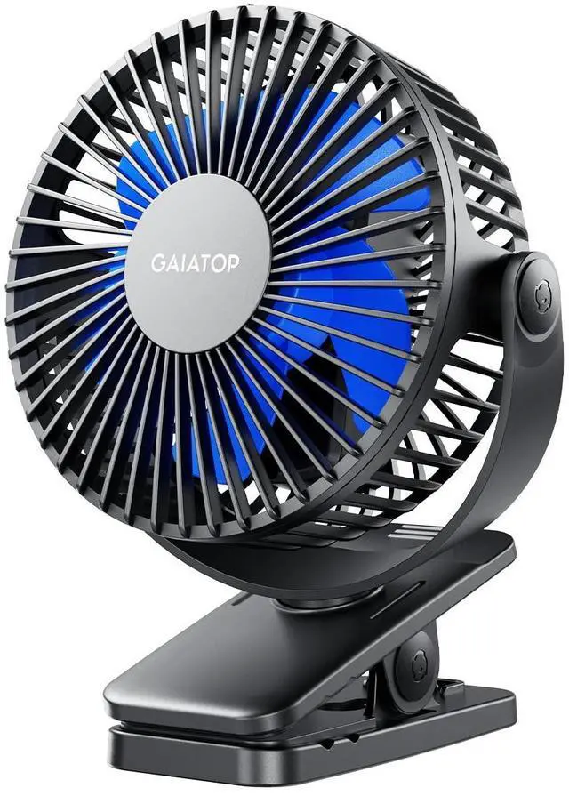 Main image of Portable Clip on Fan Battery Operated, Small Powerful 3 Speed Quiet 360° Rotate, USB Rechargeable Mini Personal Cooling Fan for Desk Table Home Office Stroller Camping Women Gifts Black Blue