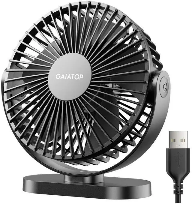 Main image of USB Desk Fan, 5.5 Inch Small Quiet Powerful 3 Speeds 90° Rotate, Personal Mini Portable Desktop Table Fans, Cooling for Home Office Car Travel Indoor Outdoor Pink