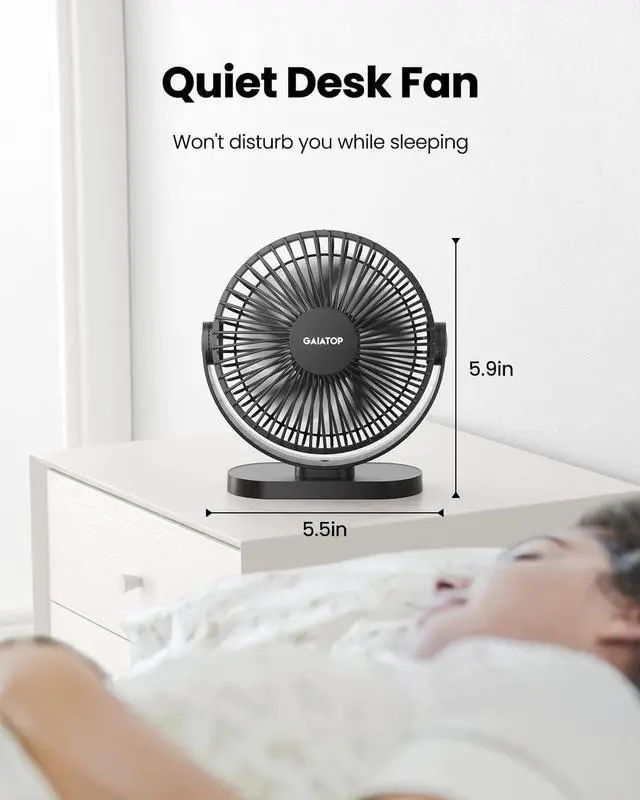 Alt view image 5 of 7 - USB Desk Fan, 5.5 Inch Small Quiet Powerful 3 Speeds 90° Rotate, Personal Mini Portable Desktop Table Fans, Cooling for Home Office Car Travel Indoor Outdoor Pink