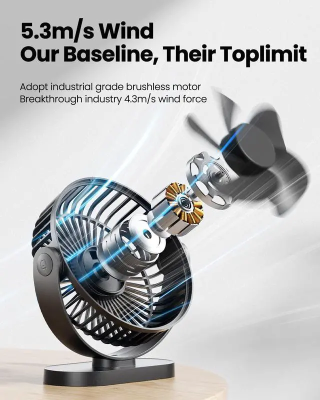 Alt view image 6 of 7 - USB Desk Fan, 5.5 Inch Small Quiet Powerful 3 Speeds 90° Rotate, Personal Mini Portable Desktop Table Fans, Cooling for Home Office Car Travel Indoor Outdoor Pink