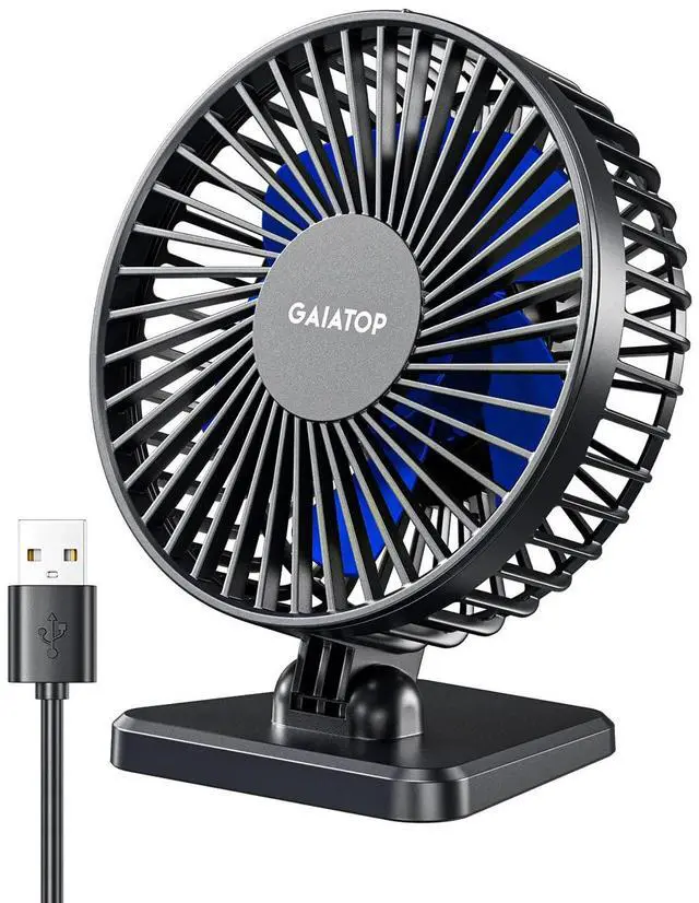 Main image of USB Desk Fan, Small But Powerful, Personal Portable Quiet 3 Speeds, Adjustable Mini Table Desktop fan for Cooling Home Office Car Summer Travel Gifts Blue