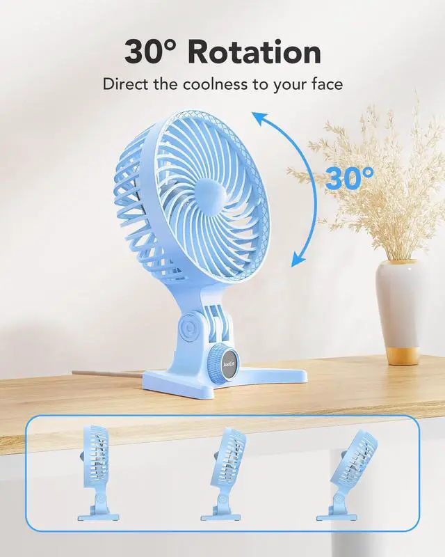 Alt view image 4 of 7 - USB Small Fan, Desk Fans with CVT Variable Speeds, Strong Cooling Airflow, Quiet Portable, Desktop Mini Personal Fan for Room, Home,Office, Bedroom-USB Powered (Blue)