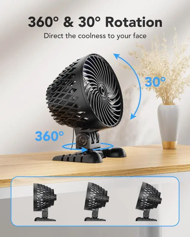 Alt view image 4 of 7 - USB Desk Fan, Table Fan with CVT Variable Speeds, Quiet Portable, Desktop Mini Personal Fan for Room, Home, Office (Black-02)