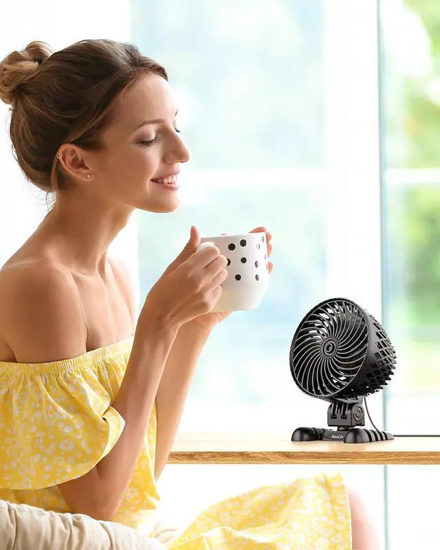 Alt view image 6 of 7 - USB Desk Fan, Table Fan with CVT Variable Speeds, Quiet Portable, Desktop Mini Personal Fan for Room, Home, Office (Black-02)