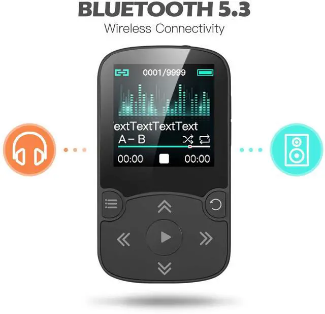 Alt view image 4 of 7 - 64GB MP3 Player with Clip, A65 Bluetooth 5.3 Lossless Sound with FM Radio, Voice Recorder for Sport Running, Supports up to 128GB TF Card, Black