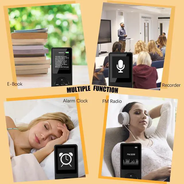 Alt view image 4 of 7 - MP3 Player with Bluetooth and Speaker, 32GB MP3 Music Player, Up to 128GB Storage Extension, Portable and Multifunctional MP3 Players with FM Radio, Inlcuding Earphones, Supports Shuffle Playing