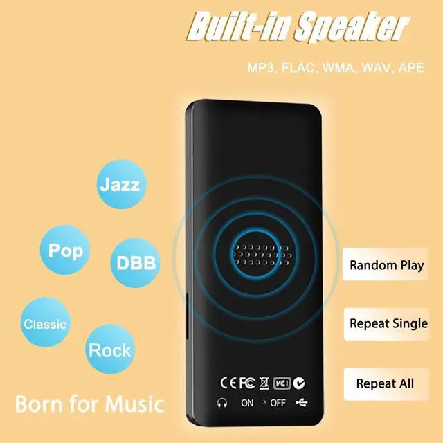 Alt view image 6 of 7 - MP3 Player with Bluetooth and Speaker, 32GB MP3 Music Player, Up to 128GB Storage Extension, Portable and Multifunctional MP3 Players with FM Radio, Inlcuding Earphones, Supports Shuffle Playing