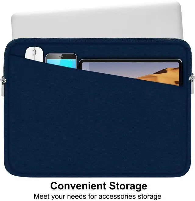 Alt view image 2 of 7 - Laptop Sleeve Case, 15.6 inch, Durable Computer Carrying Bag Protective Case Briefcase Handbag with Front Pocket, Slim Laptop Cover for 15.6 Inch HP, Dell, Lenovo, Asus, Notebook, Blue