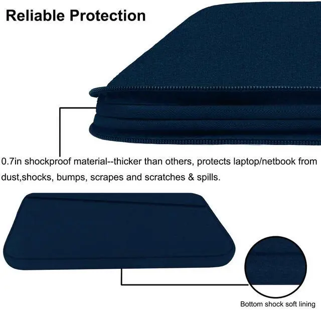 Alt view image 4 of 7 - Laptop Sleeve Case, 15.6 inch, Durable Computer Carrying Bag Protective Case Briefcase Handbag with Front Pocket, Slim Laptop Cover for 15.6 Inch HP, Dell, Lenovo, Asus, Notebook, Blue