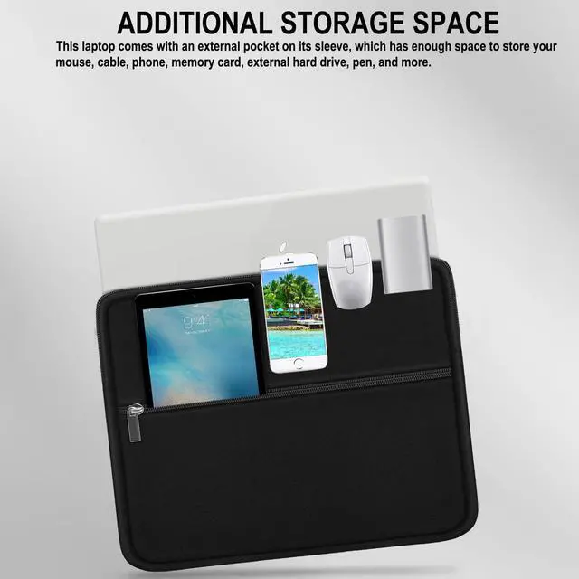 Alt view image 2 of 7 - Laptop Sleeve 15.6 inch, Shockproof Protective Laptop Case Briefcase with Front Pocket, Portable Monitor Computer Bag Compatible with Lenovo, HP, Dell, Asus, MacBook, Notebook, Black