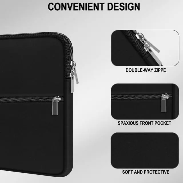 Alt view image 3 of 7 - Laptop Sleeve 15.6 inch, Shockproof Protective Laptop Case Briefcase with Front Pocket, Portable Monitor Computer Bag Compatible with Lenovo, HP, Dell, Asus, MacBook, Notebook, Black