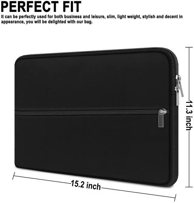 Alt view image 5 of 7 - Laptop Sleeve 15.6 inch, Shockproof Protective Laptop Case Briefcase with Front Pocket, Portable Monitor Computer Bag Compatible with Lenovo, HP, Dell, Asus, MacBook, Notebook, Black