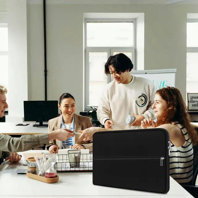 Alt view image 6 of 7 - Laptop Sleeve 15.6 inch, Shockproof Protective Laptop Case Briefcase with Front Pocket, Portable Monitor Computer Bag Compatible with Lenovo, HP, Dell, Asus, MacBook, Notebook, Black