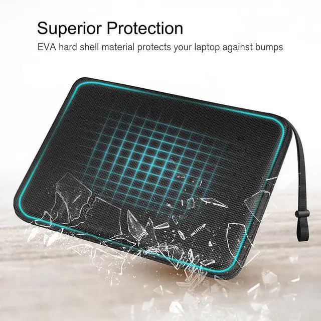 Alt view image 3 of 7 - 15.6-inch Hard Laptop Sleeve Case Compatible with 15.6 Inch Acer Aspire, Shockproof Computer Carrying Case for 15.6 Inch HP Dell Razer Samsung Laptop Chromebook, Black