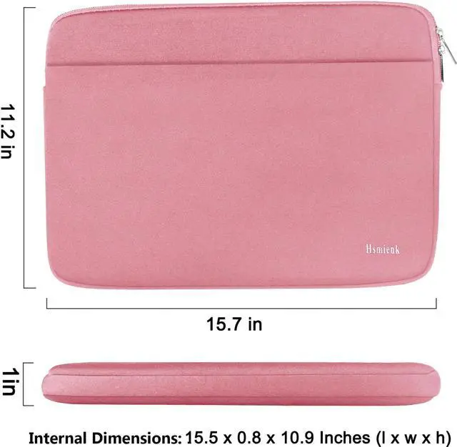 Alt view image 3 of 7 - Laptop Sleeve Case, 15.6 inch Computer Bag Shockproof Protective Notebook Case with Accessory Pocket, Briefcase Carrying Laptop Sleeve for 15.6" HP, ASUS, Dell, Lenovo, Acer - Pink