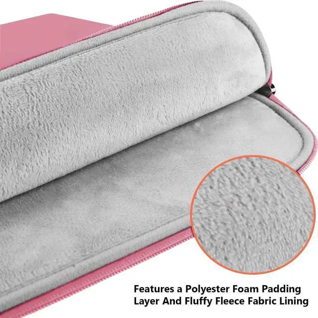 Alt view image 4 of 7 - Laptop Sleeve Case, 15.6 inch Computer Bag Shockproof Protective Notebook Case with Accessory Pocket, Briefcase Carrying Laptop Sleeve for 15.6" HP, ASUS, Dell, Lenovo, Acer - Pink