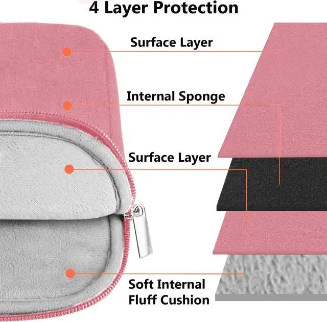 Alt view image 5 of 7 - Laptop Sleeve Case, 15.6 inch Computer Bag Shockproof Protective Notebook Case with Accessory Pocket, Briefcase Carrying Laptop Sleeve for 15.6" HP, ASUS, Dell, Lenovo, Acer - Pink