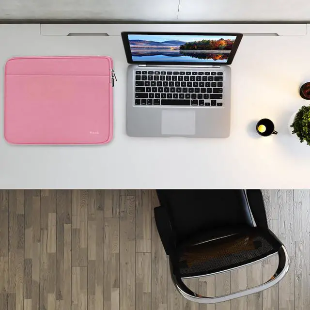 Alt view image 7 of 7 - Laptop Sleeve Case, 15.6 inch Computer Bag Shockproof Protective Notebook Case with Accessory Pocket, Briefcase Carrying Laptop Sleeve for 15.6" HP, ASUS, Dell, Lenovo, Acer - Pink