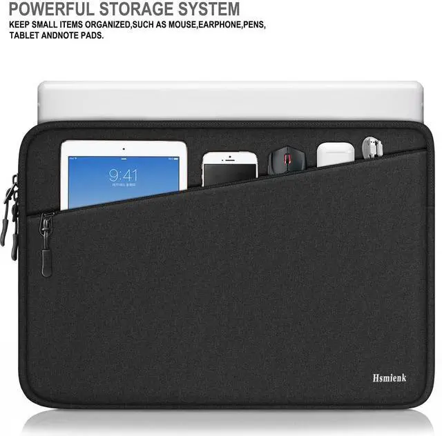 Alt view image 2 of 7 - Laptop Sleeve, Traveling Water Resistant Carrying Computer Bag with Pocket, Shockproof Protective Laptop Case Cover Compatible for 15.6 Inch HP, Lenovo, Dell, ASUS, Acer, Notebook, Black