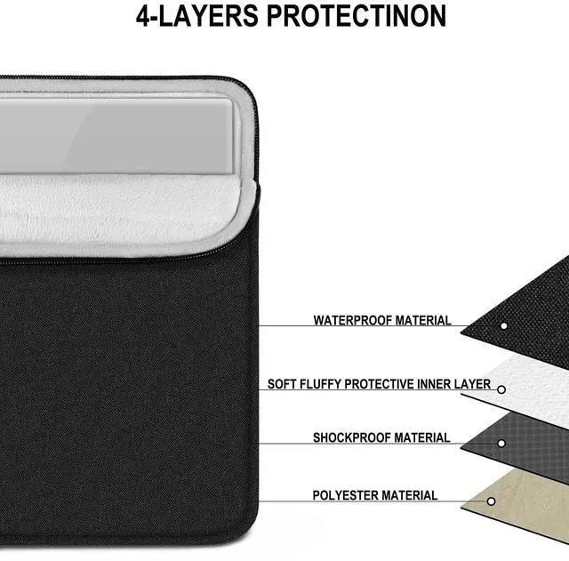 Alt view image 3 of 7 - Laptop Sleeve, Traveling Water Resistant Carrying Computer Bag with Pocket, Shockproof Protective Laptop Case Cover Compatible for 15.6 Inch HP, Lenovo, Dell, ASUS, Acer, Notebook, Black