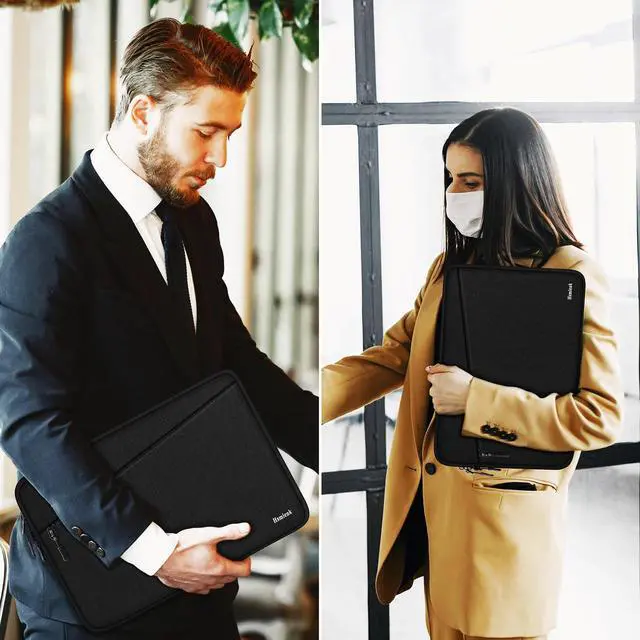 Alt view image 7 of 7 - Laptop Sleeve, Traveling Water Resistant Carrying Computer Bag with Pocket, Shockproof Protective Laptop Case Cover Compatible for 15.6 Inch HP, Lenovo, Dell, ASUS, Acer, Notebook, Black