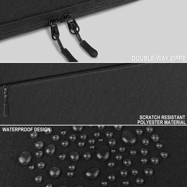Alt view image 5 of 7 - Laptop Sleeve, Traveling Water Resistant Carrying Computer Bag with Pocket, Shockproof Protective Laptop Case Cover Compatible for 15.6 Inch HP, Lenovo, Dell, ASUS, Acer, Notebook, Black