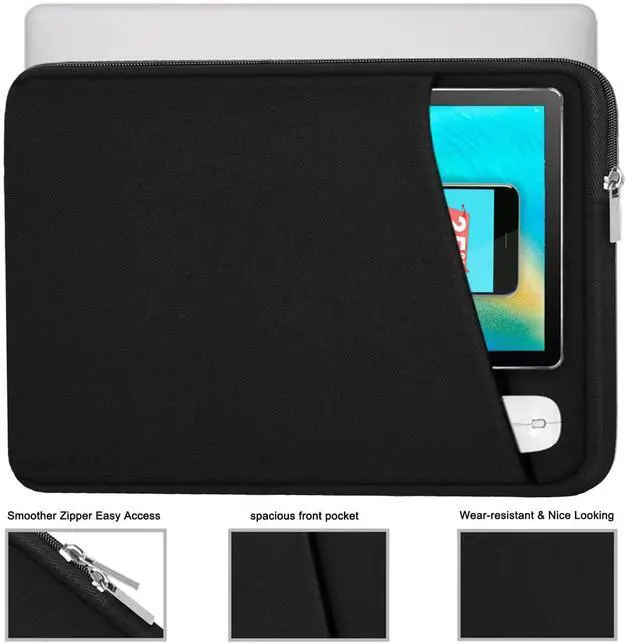 Alt view image 2 of 7 - Laptop Sleeve, Durable Briefcase Shockproof Protective Case, Handbags Portable Laptop Bag for 15.6 inch HP Dell Asus Lenovo Notebook Computer with Front Pocket, Black