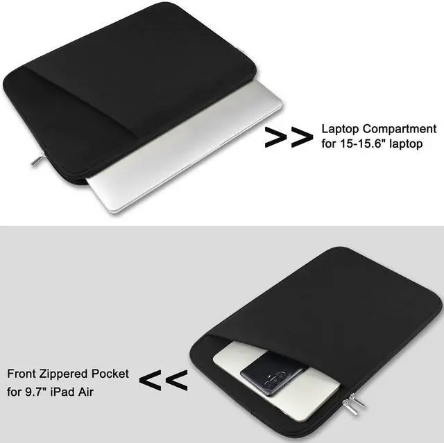 Alt view image 4 of 7 - Laptop Sleeve, Durable Briefcase Shockproof Protective Case, Handbags Portable Laptop Bag for 15.6 inch HP Dell Asus Lenovo Notebook Computer with Front Pocket, Black