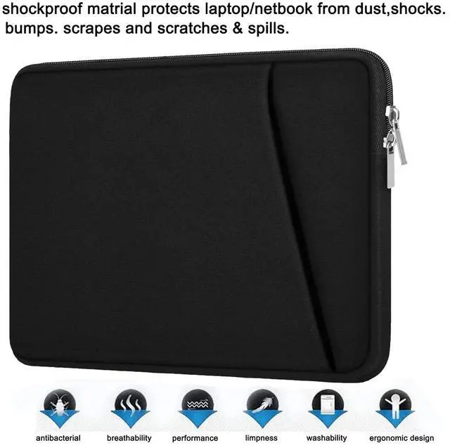 Alt view image 6 of 7 - Laptop Sleeve, Durable Briefcase Shockproof Protective Case, Handbags Portable Laptop Bag for 15.6 inch HP Dell Asus Lenovo Notebook Computer with Front Pocket, Black