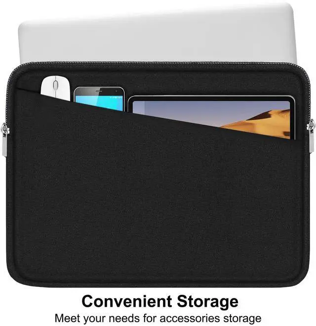 Alt view image 3 of 7 - 15.6 inch Laptop Sleeve, Durable Computer Carrying Bag Protective Case Briefcase Handbag with Front Pocket, Slim Cover for 15-16 Inch HP, Dell, Lenovo, Asus, Notebook, Black