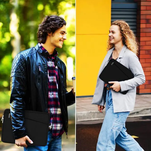 Alt view image 7 of 7 - 15.6 inch Laptop Sleeve, Durable Computer Carrying Bag Protective Case Briefcase Handbag with Front Pocket, Slim Cover for 15-16 Inch HP, Dell, Lenovo, Asus, Notebook, Black