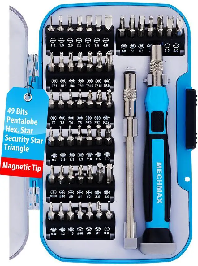 Main image of 51-Piece MECHMAX Magnetic Precision Screwdriver Set - Electronics Repair Tool Kit with Security Star, Pentalobe Bits for iPhone, MacBook, PS5, Switch, Laptop, Glasses & Watch